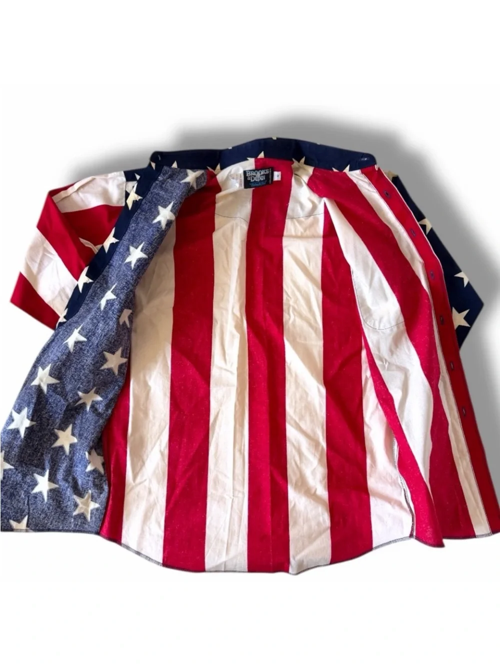 Vtg 90s Brooks & Dunn Panhandle Slim Unisex American Flag Western Shirt M Fits L - Picture 5 of 15